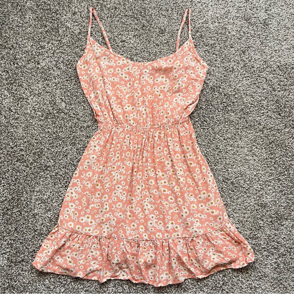 Hurley Junior Spaghetti Strap Peach Floral Dress Size Small